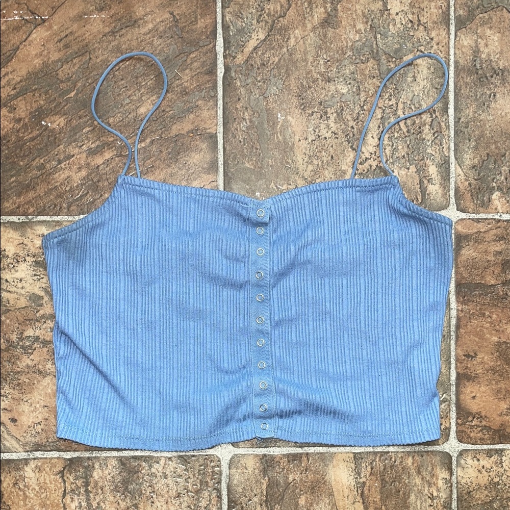Stylish Blue Ribbed CropTop